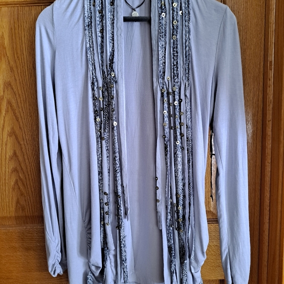 BKE | Sweaters | Bke The Buckle Womens Cardigan Small Gray  NWT BKE Gray Shimmery Sequin Scarf Cardigan